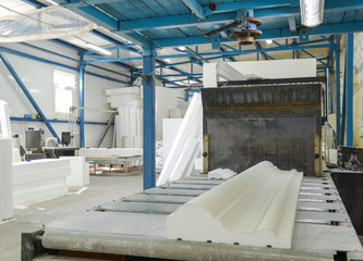 Wall Mural - Press mould for the production of ceiling moldings. Plant for the production of sandwich panels from styrofoam