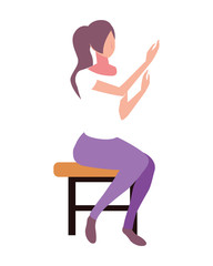 Sticker - young woman sitting in chair on white background