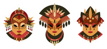 Ethnic Tribal Masks Vector Set