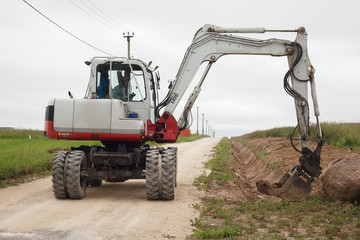 Excavator parked at the site