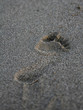 foot print on sand beach in italian tirrenean coastline,Tuscany, Marina di Grosseto, Castiglione Della Pescaia, Italy