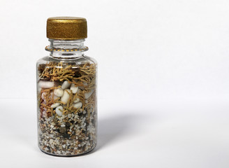 Wall Mural - Sea sand shells in a bottle