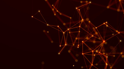 Wall Mural - digital network connection. abstract connection of dots and lines. technology background. golden sta