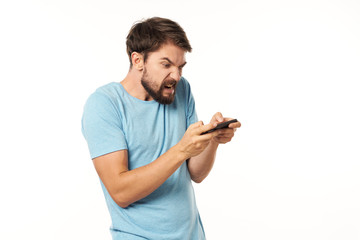 Wall Mural - young man with mobile phone