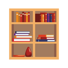 Sticker - bookcase with books icon, colorful design