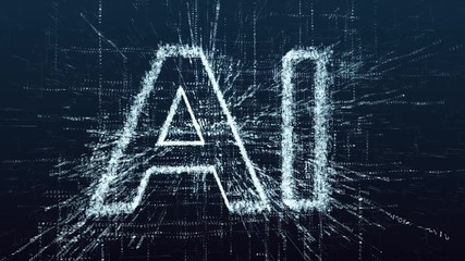 Wall Mural - the concept of artificial intelligence. animation consisting of numbers and symbols. machine learnin