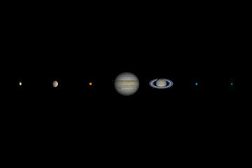 Wall Mural - the seven extraterrestrial planets of the solar system: mercury, venus, mars, jupiter, saturn, uranu
