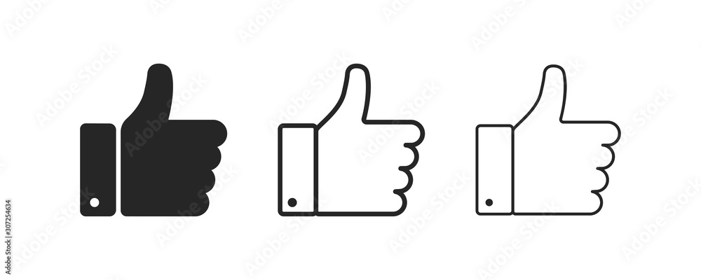 Thumb up and down. Isolated vector flat outline icon. Social media icon. Vector button. Black thumb up isolated icon. Vote symbol tick. - obrazy, fototapety, plakaty 