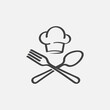 chef logo design, fork and spoon logo, food icon, restaurant label icon, Cooking symbol, Cooks hat with fork and spoon