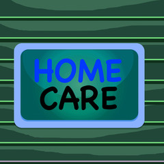 Wall Mural - Conceptual hand writing showing Home Care. Concept meaning Place where showing can get the best service of comfort rendered Board rectangle white frame empty fixed color surface plank