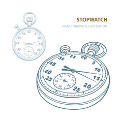 Wall Mural - Stopwatch. Stopwatch hand drawn vector illustration isolated on white background. Stopwatch sketch drawing. Part of set.