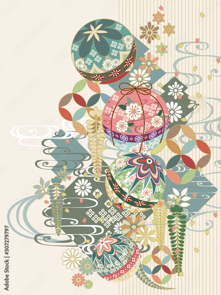 和柄レトロカラフル背景素材 Wall Mural Wallpaper Murals Risings 和柄レトロカラフル背景素材 Wall Mural Wallpaper Murals Risings