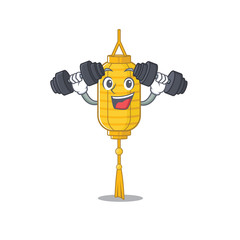 Poster - Fitness exercise lamp hanging cartoon character holding barbells