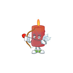 Poster - Cute red candle Cupid cartoon character with arrow and wings