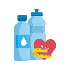 Poster - bottle water with heart and bottle water vector illustration design