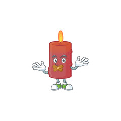 Canvas Print - Red candle mascot cartoon character style making silent gesture