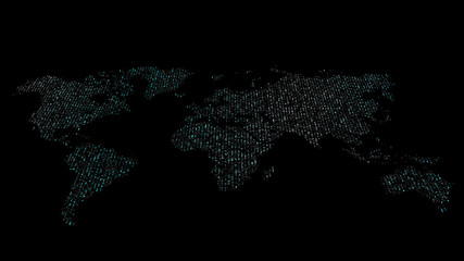 Poster - Futuristic global 5G worldwide communication via broadband internet connections between cities around the world with matrix particles continent map for head up display background