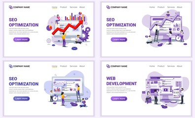 Wall Mural - set of web page design templates for computer programmers, mobile and web app development. can use f