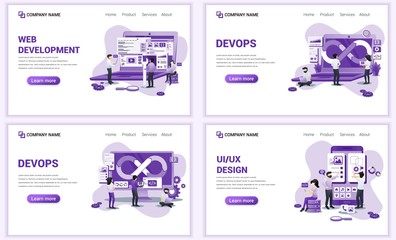 Wall Mural - set of web page design templates for computer programmers, mobile and web app development. can use f