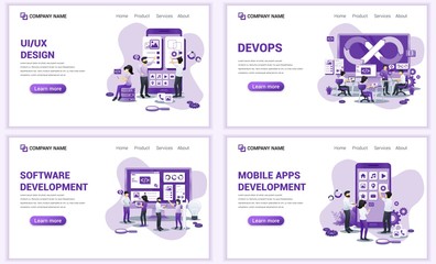 set of web page design templates for computer programmers, mobile and web app development. can use f