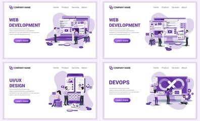 Wall Mural - set of web page design templates for computer programmers, mobile and web app development. can use f