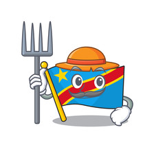 Poster - Farmer flag democratic republic cartoon character with hat and tools