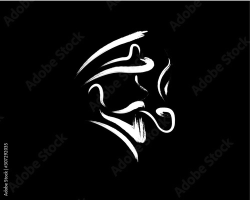 Fotografía character captain marine brush with pipe smoke art logo design inspiration