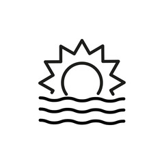 Sticker - Simple sunset line icon.