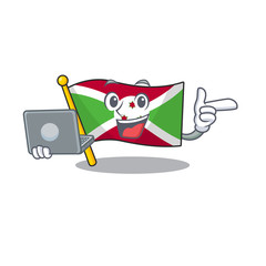 Wall Mural - Happy smiling flag burundi cartoon character working with laptop