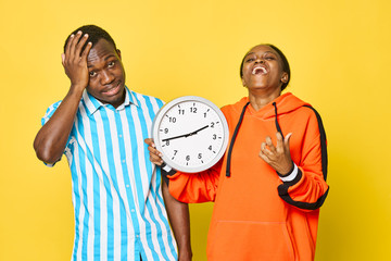 Wall Mural - young man with clock