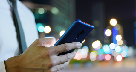 Poster - businessman use phone outdoor