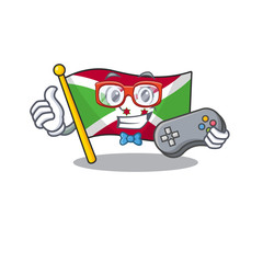 Poster - cute geek gamer flag burundi cartoon character style