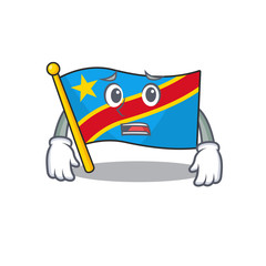 Sticker - Flag democratic republic Cartoon character showing afraid look face