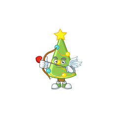 Canvas Print - Cute christmas tree decoration Cupid cartoon character with arrow and wings