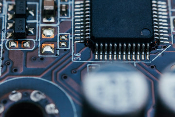 Circuit board repair. Electronic hardware modern technology. Motherboard digital personal computer chip. Tech science background. Integrated communication processor. Information engineering component