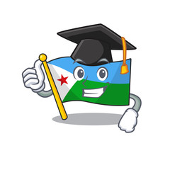 Sticker - happy flag djibouti wearing a black Graduation hat