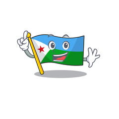 Poster - Finger flag djibouti in mascot cartoon character style