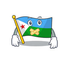 Wall Mural - Flag djibouti mascot cartoon character style making silent gesture