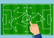 Game strategy on the soccer field. Football scheme