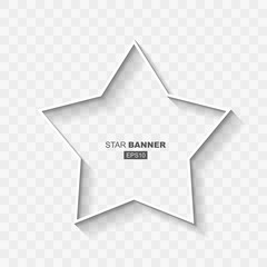 Wall Mural - White Abstract Star Banner Template with Flat Design Shadow