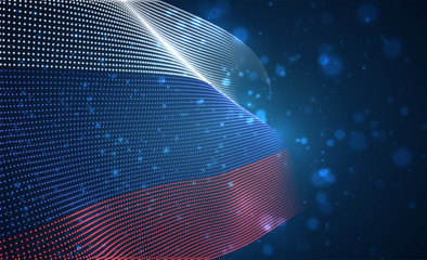 Vector bright glowing country flag of abstract dots. Russia