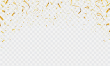 Celebration Background Template With Confetti And Gold Ribbons. Luxury Greeting Rich Card.