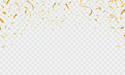 celebration background template with confetti and gold ribbons. luxury greeting rich card.