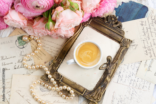 Pink and white blooming roses
