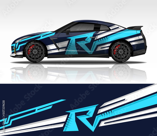 Car wrap decal design vector, for advertising or custom livery WRC style, rac...