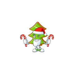 Sticker - Trees cookies Cartoon character in Santa with candy