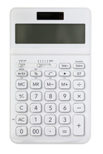 White Digital Calculator Isolated Over White Background