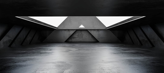 Wall Mural - Underground concrete basement with day light industrial grunge concrete background 3d render illustration