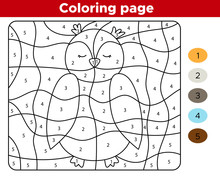 Coloring Page By Numbers. Educational Game For Preschool Children. Cute Cartoon Owl. Vector Character.