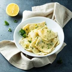 Poster - Homemade ravioli with lemon and herbs